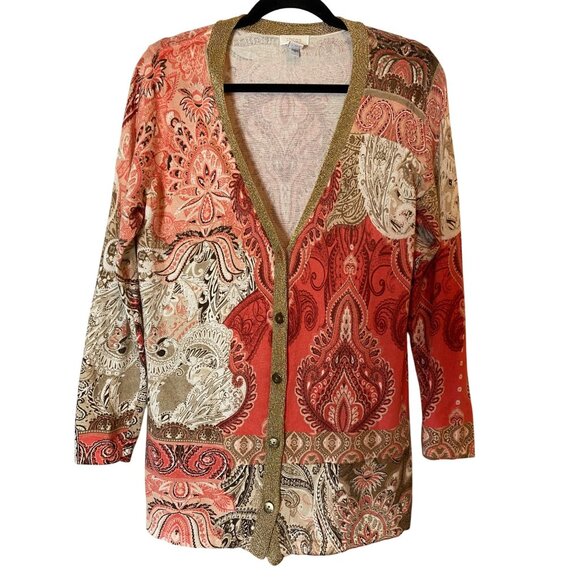 Chico's Multicolor Paisley Cardigan - Picture 1 of 10